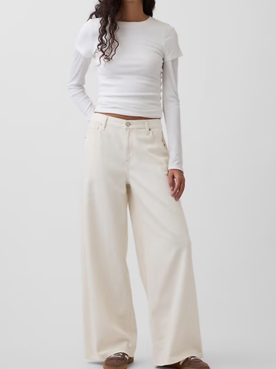 GAP Pants - GAP Baggy Midrise Ultrasoft Wide-Leg Pants in Cream